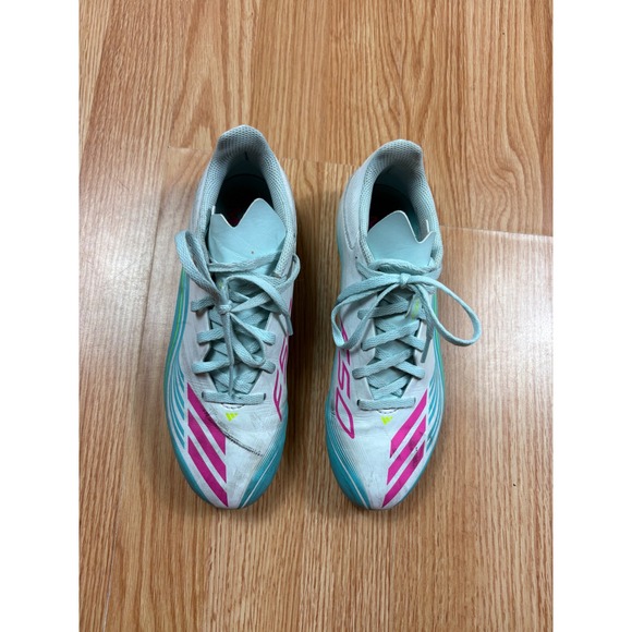 adidas Other - Adidas F50 Messi League FxG Soccer Cleats White Blue Pink JQ0942 Youth Size 5